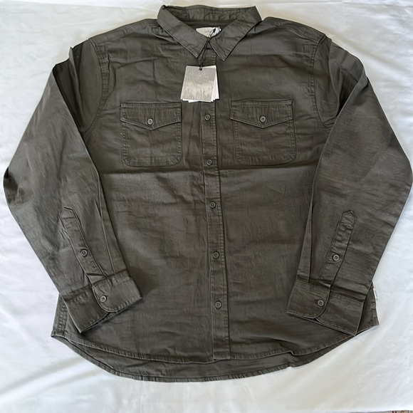 Onia All Terrain Cotton Stretch Ripstop Overshirt in Charcoal Size XL - Picture 6 of 11